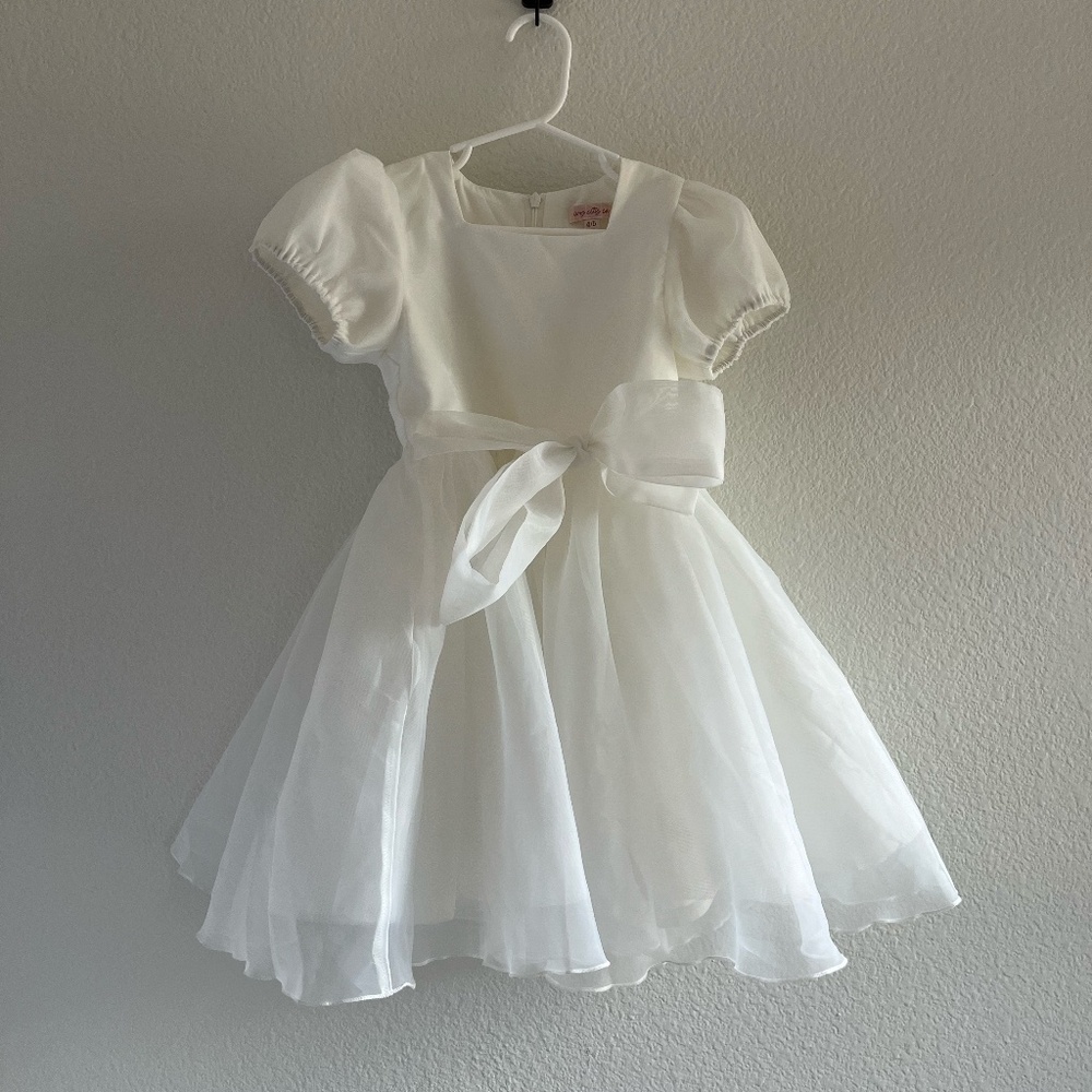 IVY CITY CO | Girls Wedding Flower Girl Cupcake Tulle Dress in White | Size 4/5 - Picture 7 of 13